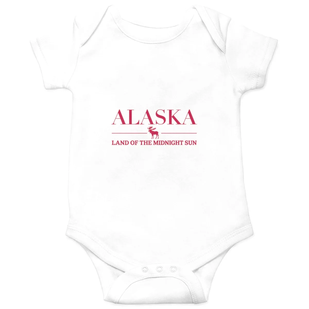 Alaska Land of the Midnight Sun Vintage Moose Graphic – Northern Wilderness Design Baby Onesie