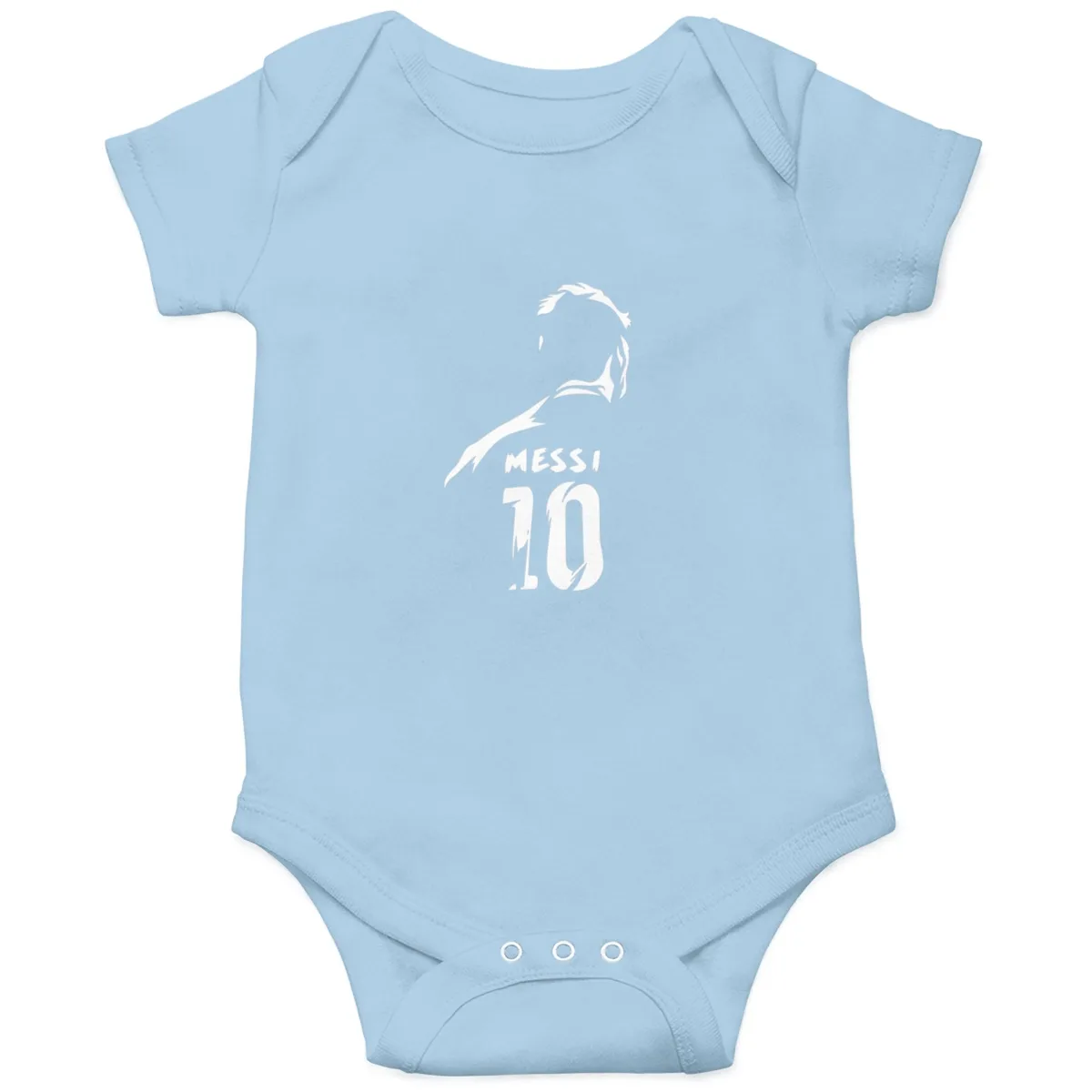 Lionel Messi Number 10 Football Legend Silhouette Graphic for Soccer Fans and Argentina Supporters Baby Onesie