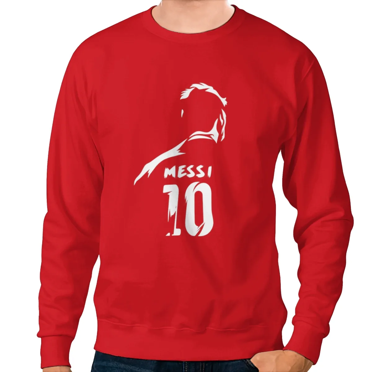 Lionel Messi Number 10 Football Legend Silhouette Graphic for Soccer Fans and Argentina Supporters Sweatshirt