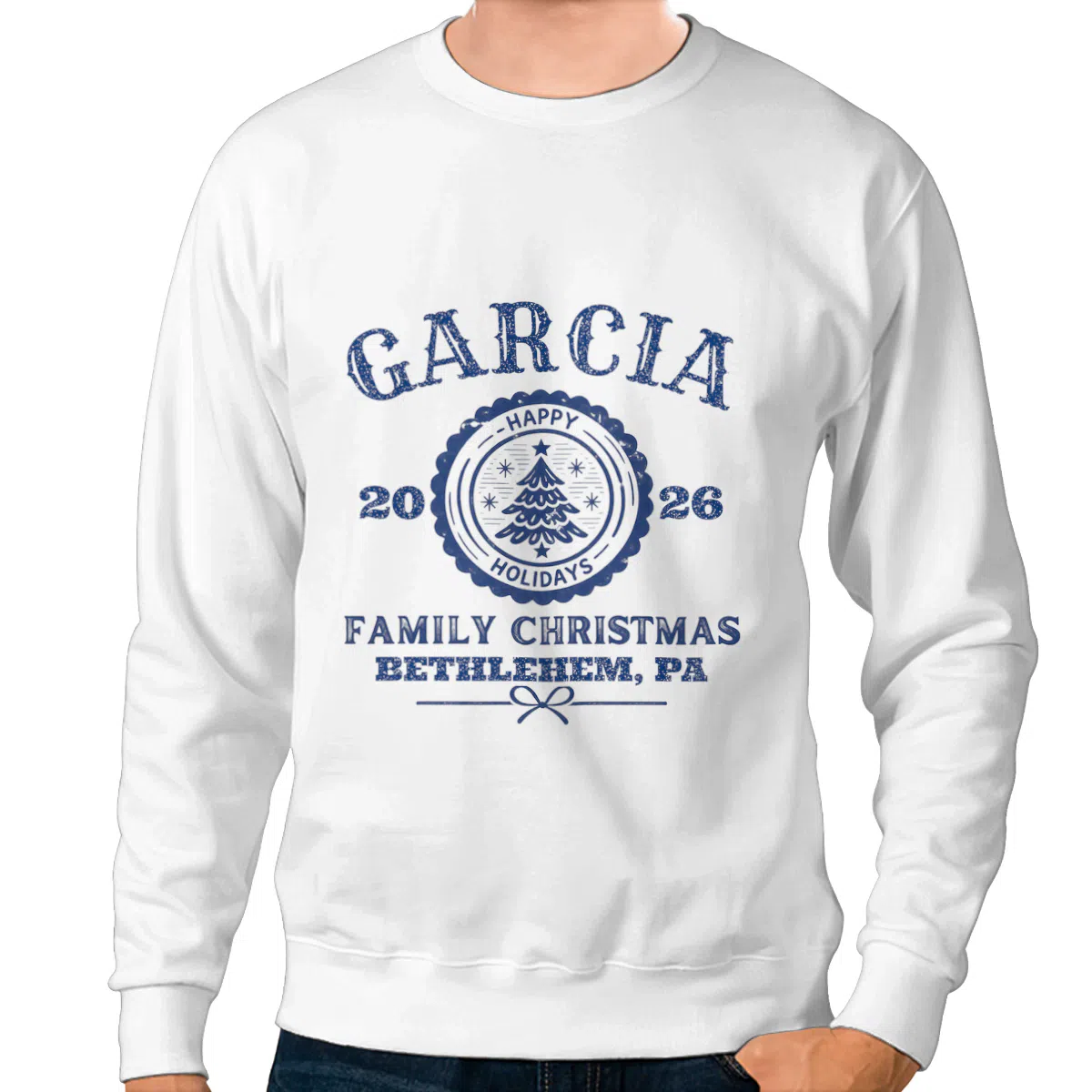 Family Christmas Vintage Emblem Sweatshirt – Custom Last Name, Year & Hometown